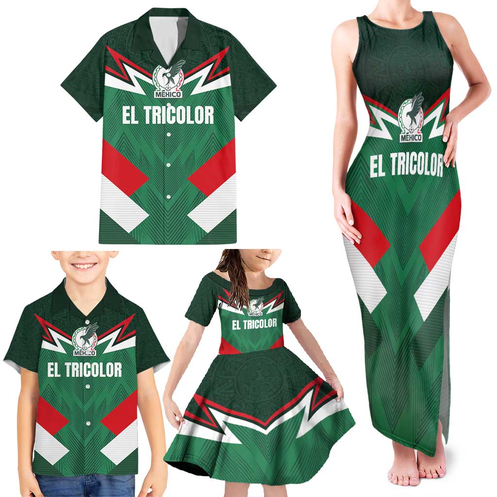 Custom Mexico Football Family Matching Tank Maxi Dress and Hawaiian Shirt El Tricolor 2024