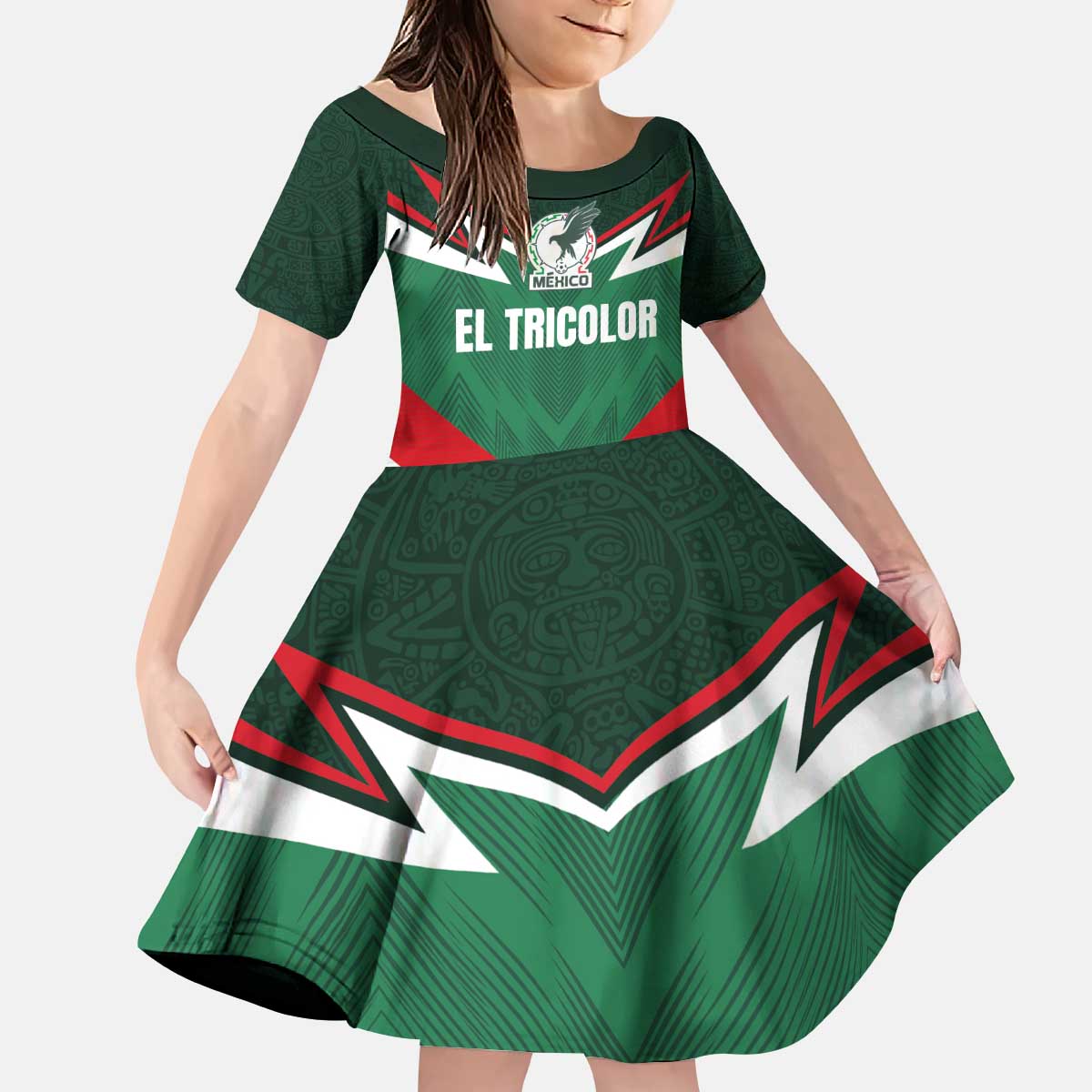 Custom Mexico Football Kid Short Sleeve Dress El Tricolor 2024