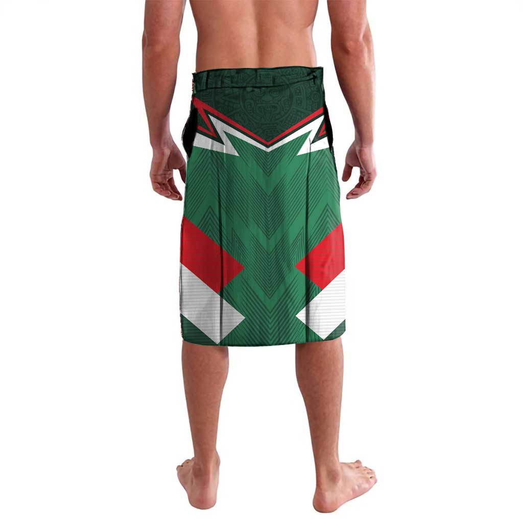 Green football-style sarong shorts with number graphic and red/white chevrons