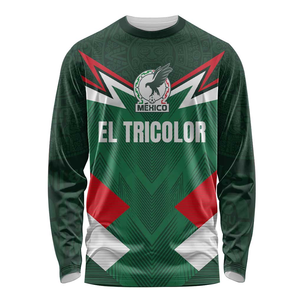Green Mexico long-sleeve football shirt with El Tricolor graphic and crest