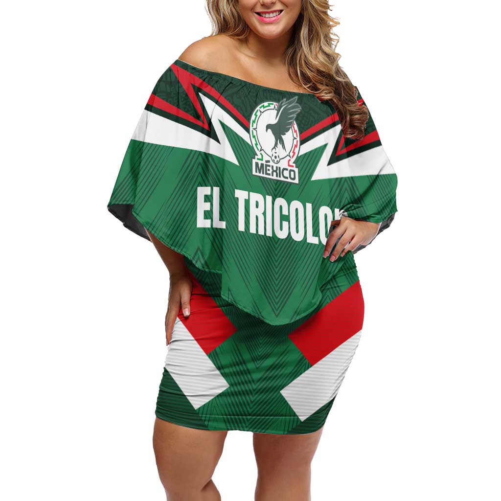 Custom Mexico Football Off Shoulder Short Dress El Tricolor 2024