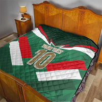 Custom Mexico football quilt with green, red, and white tricolor pattern and “YOUR TEXT” 10