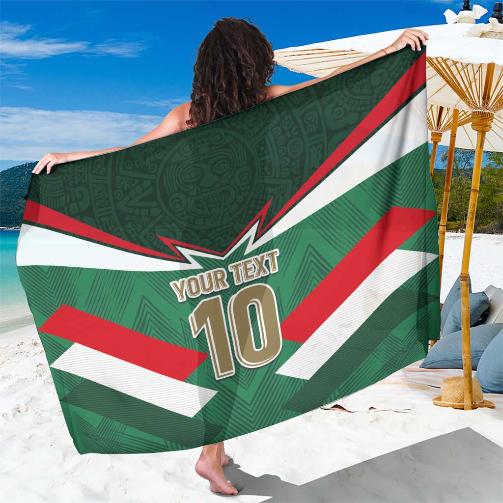 Green Mexico tricolor football sarong with 'Your Text 10' front graphic