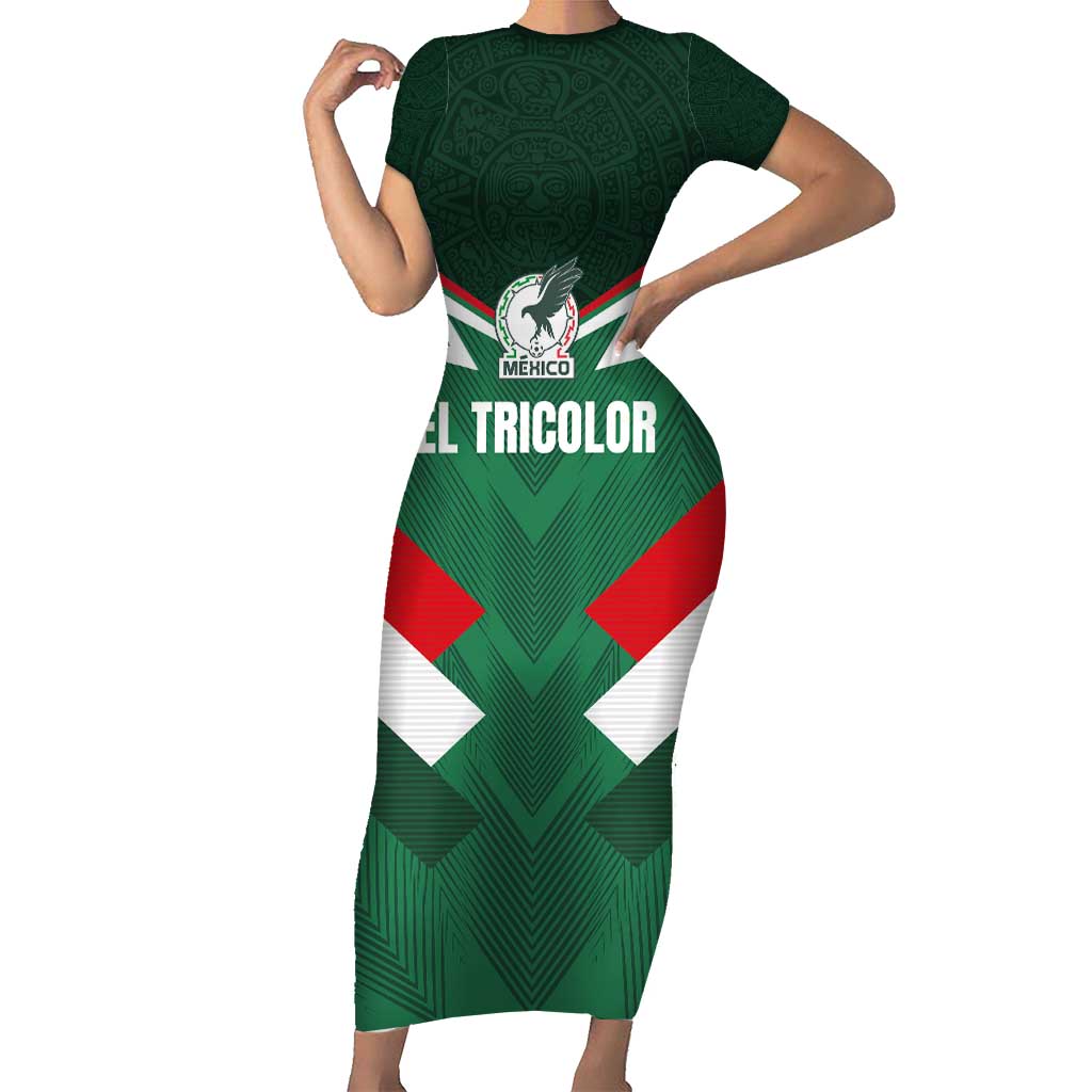 Custom Mexico Football Short Sleeve Bodycon Dress El Tricolor 2024