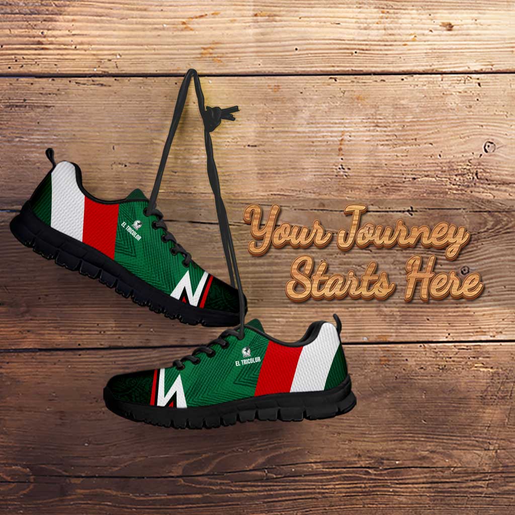 Mexico tricolor football sneakers, green red and white panels with black outsole