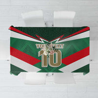 Mexico tricolor football tablecloth with green, white, red stripes and central 10 emblem