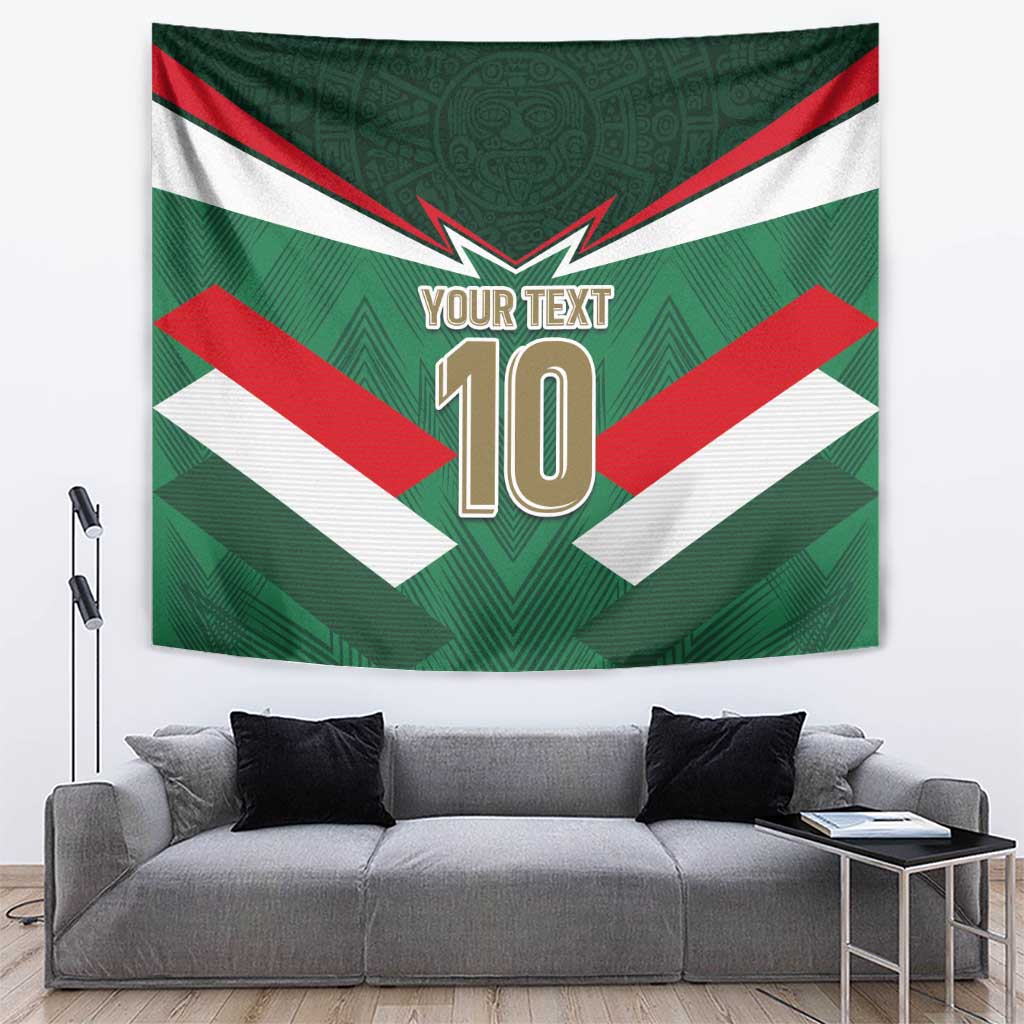 Custom Mexico football tapestry with green, white, red tricolor chevrons and 'YOUR TEXT 10'