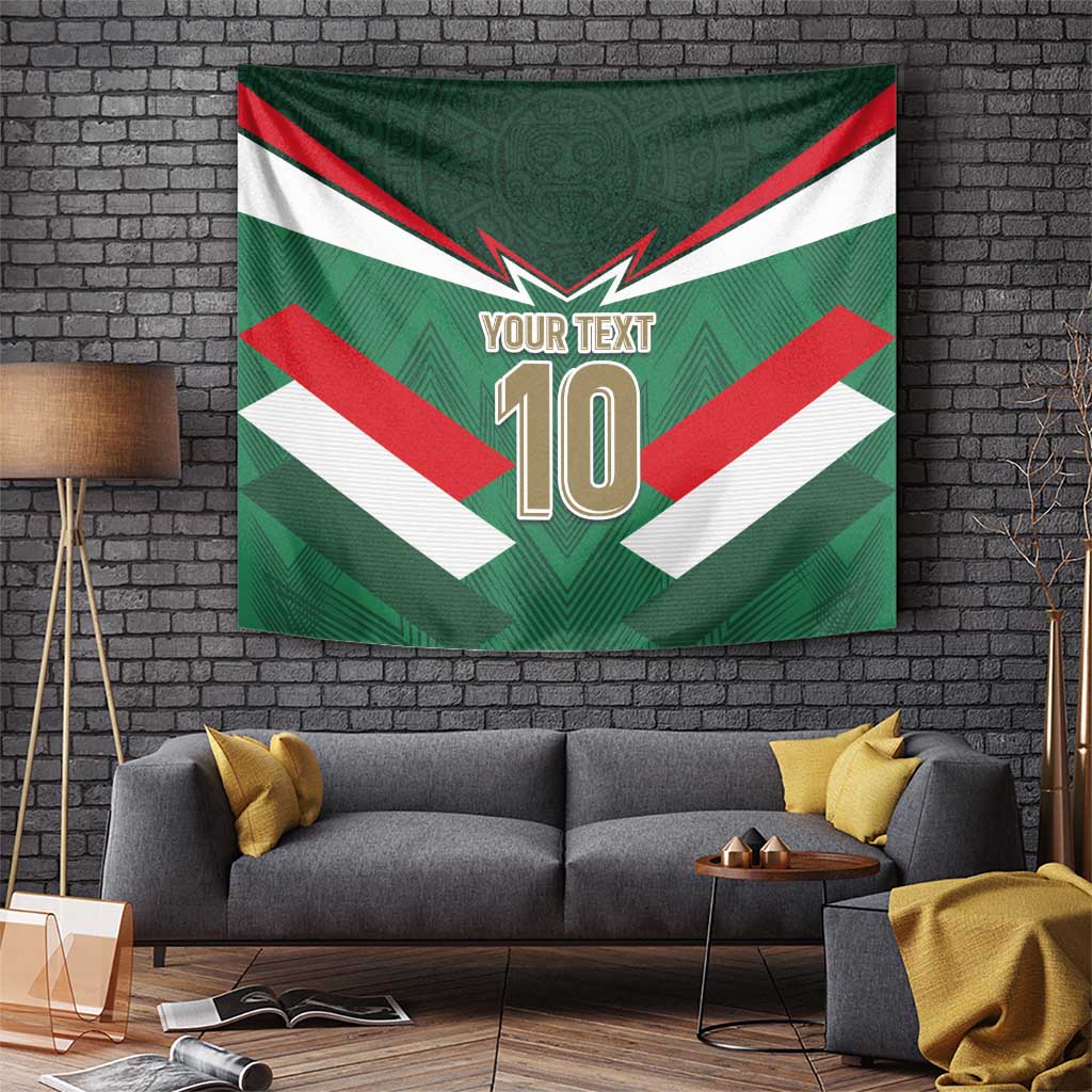 Mexico football tapestry in green, white, red with chevron stripes and 'YOUR TEXT 10'