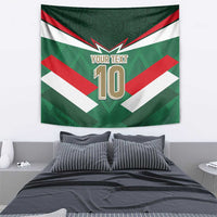 Mexico football wall tapestry: green, white, red chevron design with 'YOUR TEXT 10'