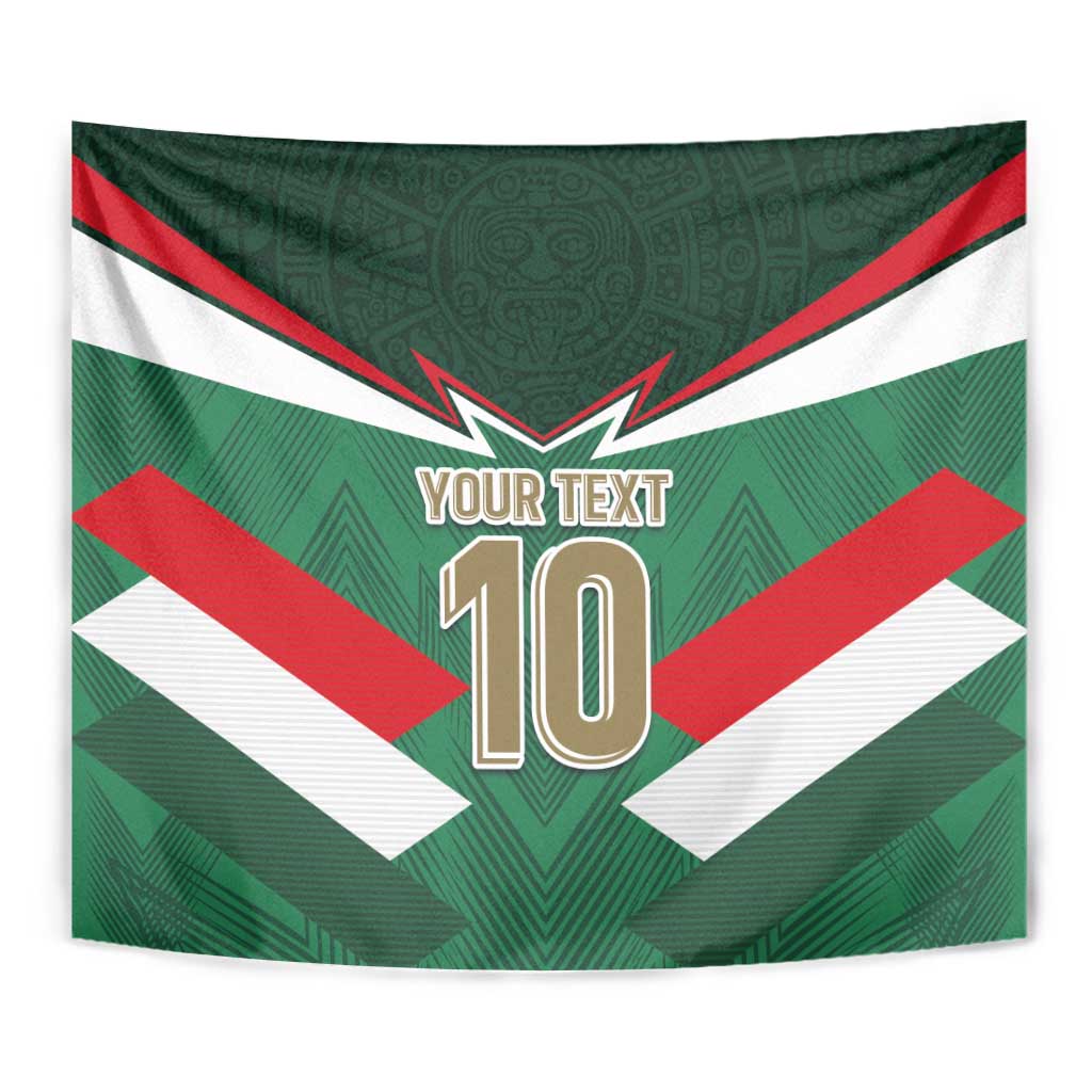 Custom Mexico football tapestry close-up with green, white, red chevrons and 'YOUR TEXT 10'