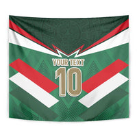 Custom Mexico football tapestry close-up with green, white, red chevrons and 'YOUR TEXT 10'