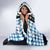 Bavaria Traditional Lederhosen Costume Hooded Blanket Bavaria Emblem - Blue Plaid Pattern with Edelweiss Flowers