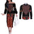 Traditional Romanian Costume - Costum Popular Couples Matching Off The Shoulder Long Sleeve Dress and Long Sleeve Button Shirt Traditional Romanian Motif and Folk Floral Embroidery Style