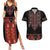 Traditional Romanian Costume - Costum Popular Couples Matching Summer Maxi Dress and Hawaiian Shirt Traditional Romanian Motif and Folk Floral Embroidery Style