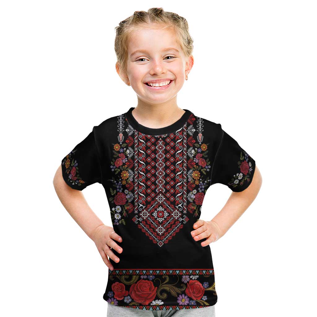 Traditional Romanian Costume - Costum Popular Kid T Shirt Traditional Romanian Motif and Folk Floral Embroidery Style - Wonder Print Shop