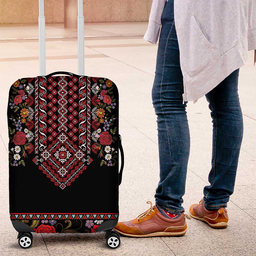 Traditional Romanian Costume - Costum Popular Luggage Cover Traditional Romanian Motif and Folk Floral Embroidery Style - Wonder Print Shop