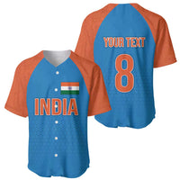 Raglan cricket baseball jersey, front India logo and back YOUR TEXT with number 8