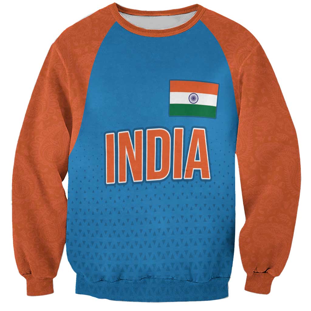 Custom India Cricket Mix Paisley Pattern Sweatshirt