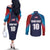 Custom USA Cricket Couples Matching Off The Shoulder Long Sleeve Dress and Long Sleeve Button Shirt With Flag Style