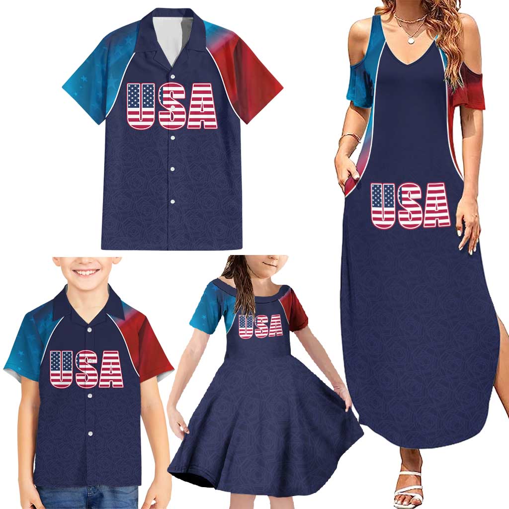 Custom USA Cricket Family Matching Summer Maxi Dress and Hawaiian Shirt With Flag Style - Wonder Print Shop