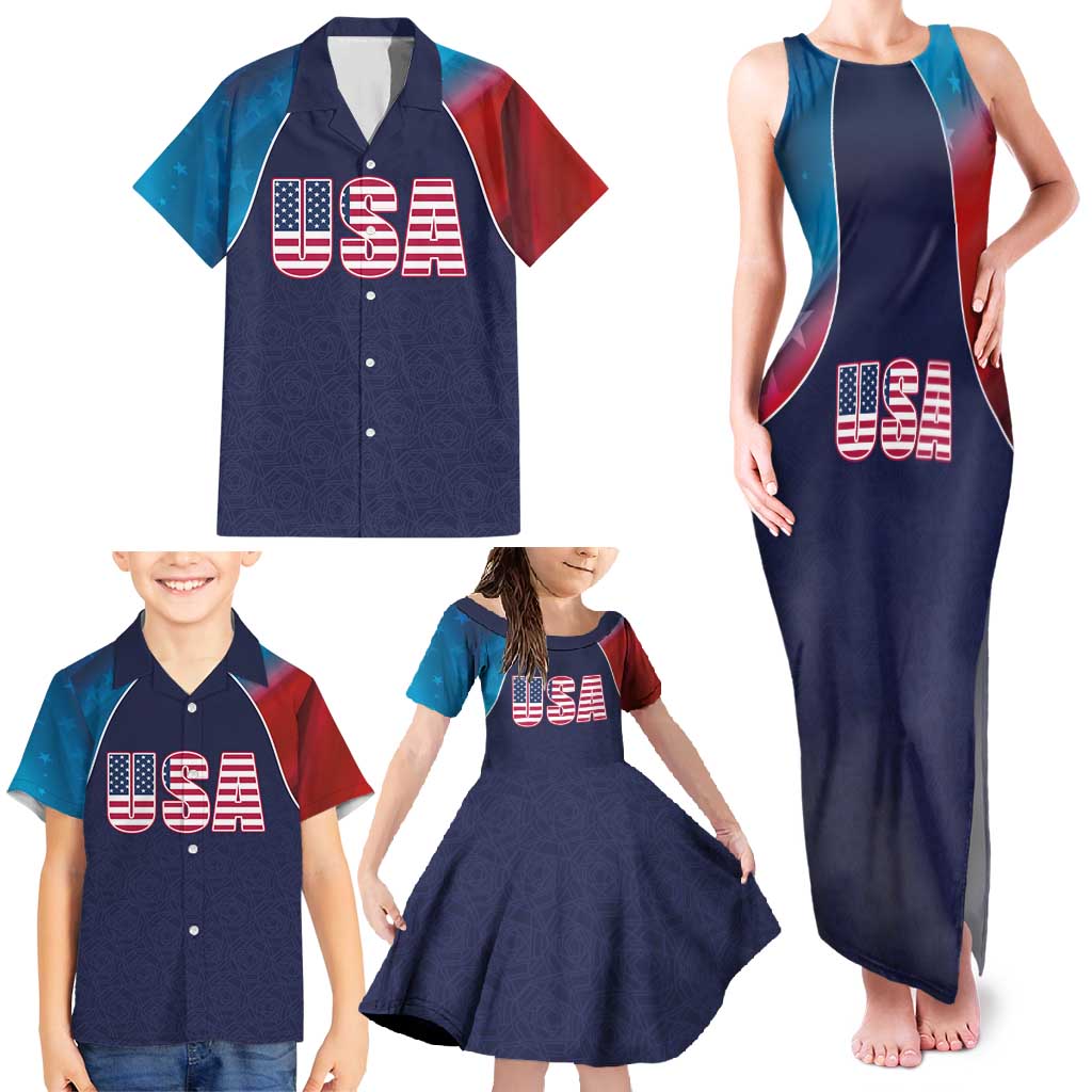 Custom USA Cricket Family Matching Tank Maxi Dress and Hawaiian Shirt With Flag Style - Wonder Print Shop