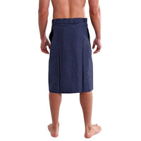 Navy blue cricket lavalava shorts with elastic waistband and side seams