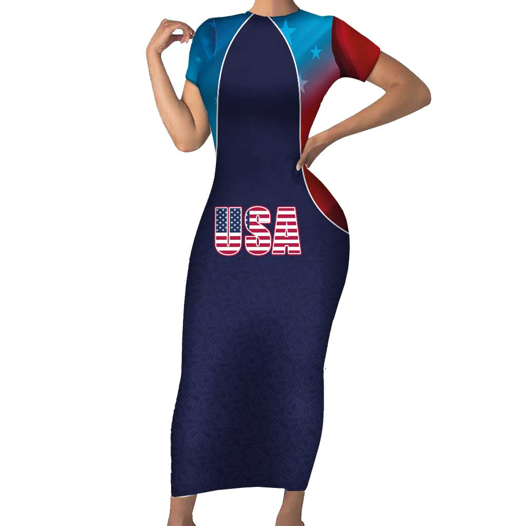 Custom USA Cricket Short Sleeve Bodycon Dress With Flag Style