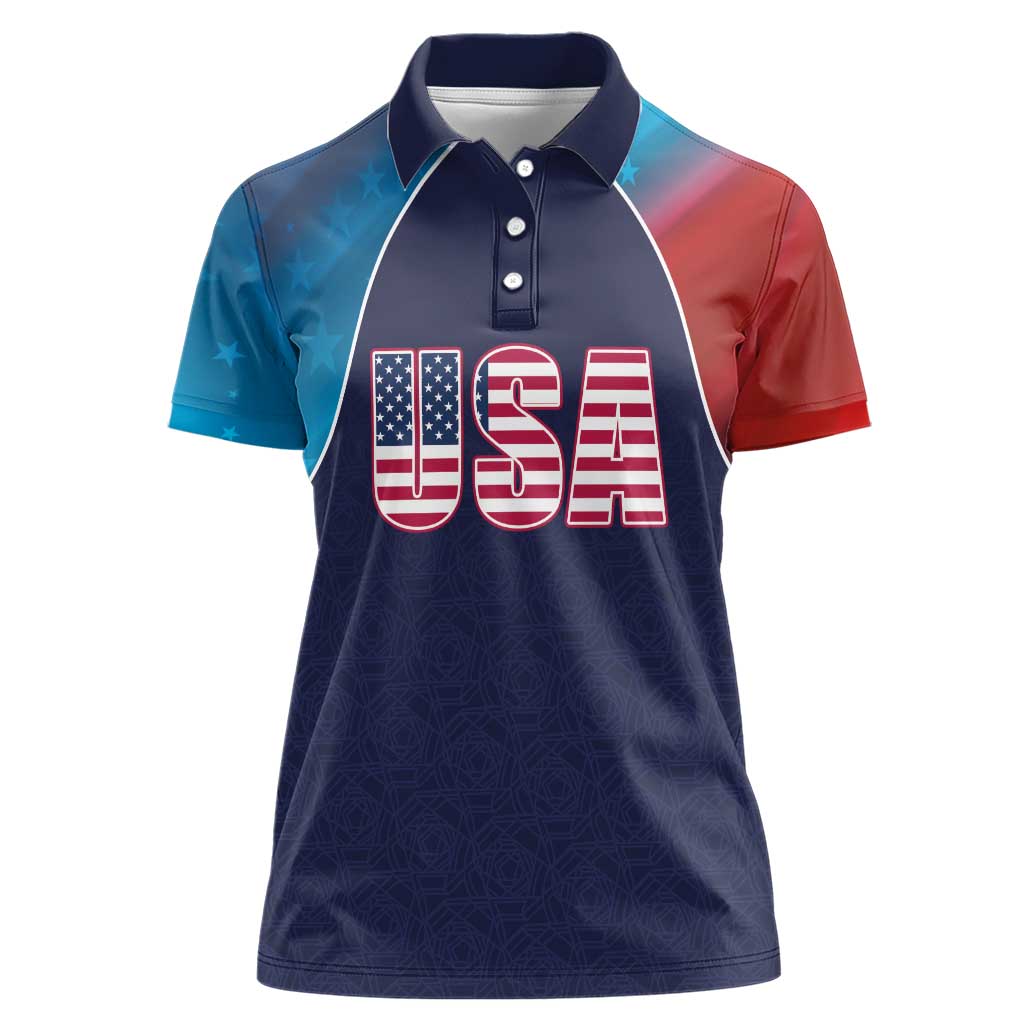 Custom USA Cricket Women Polo Shirt With Flag Style