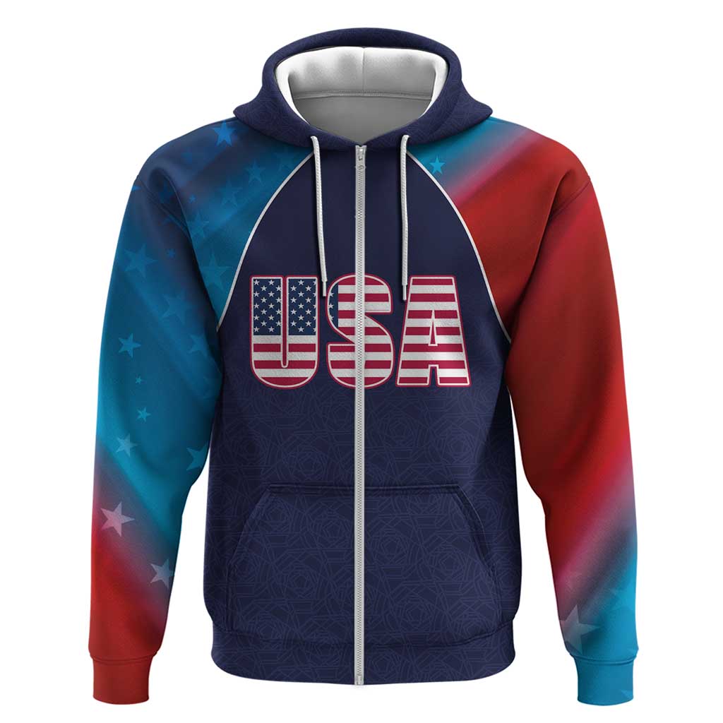 Custom USA Cricket Zip Hoodie With Flag Style