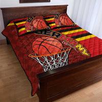 Red Germany basketball quilt bed set with hoop and jersey-style lettering, plus two shams