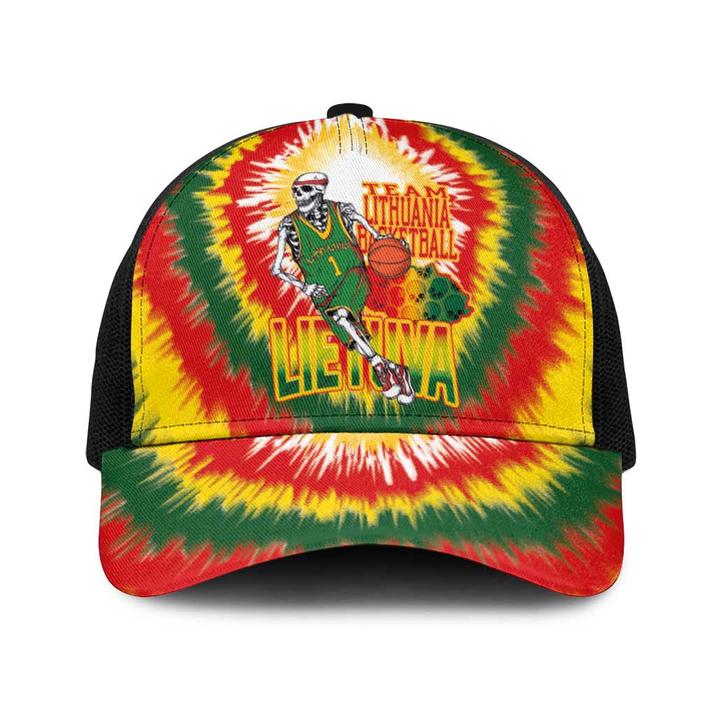 Lithuania Basketball Baseball Net Cap Champions Skeleton of The Baltic Tie Dye Style - Wonder Print Shop