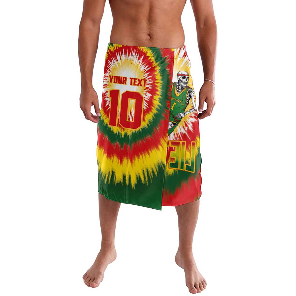 Custom Lithuania Basketball Lavalava Champions Skeleton of The Baltic Tie Dye Style - Wonder Print Shop