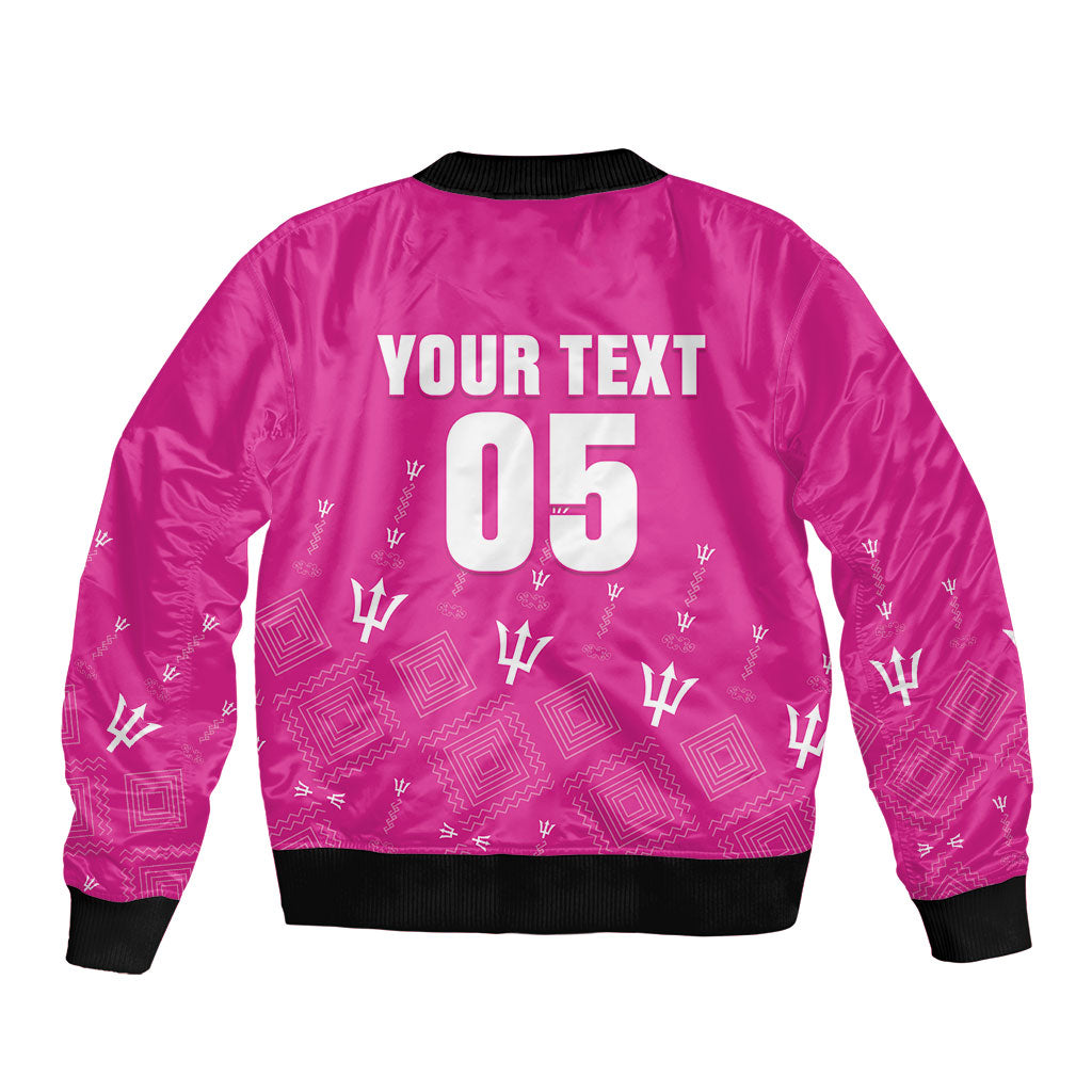 Custom Barbados 2026 Cricket Bomber Jacket Tridents Rise Pink Version