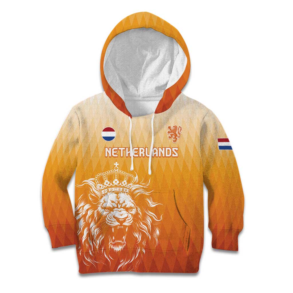 Custom Netherlands 2024 Football Kid Hoodie Go Champions Oranje Lions LT05 - Wonder Print Shop