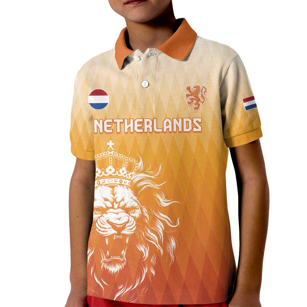 Custom Netherlands 2024 Football Kid Polo Shirt Go Champions Oranje Lions LT05 - Wonder Print Shop