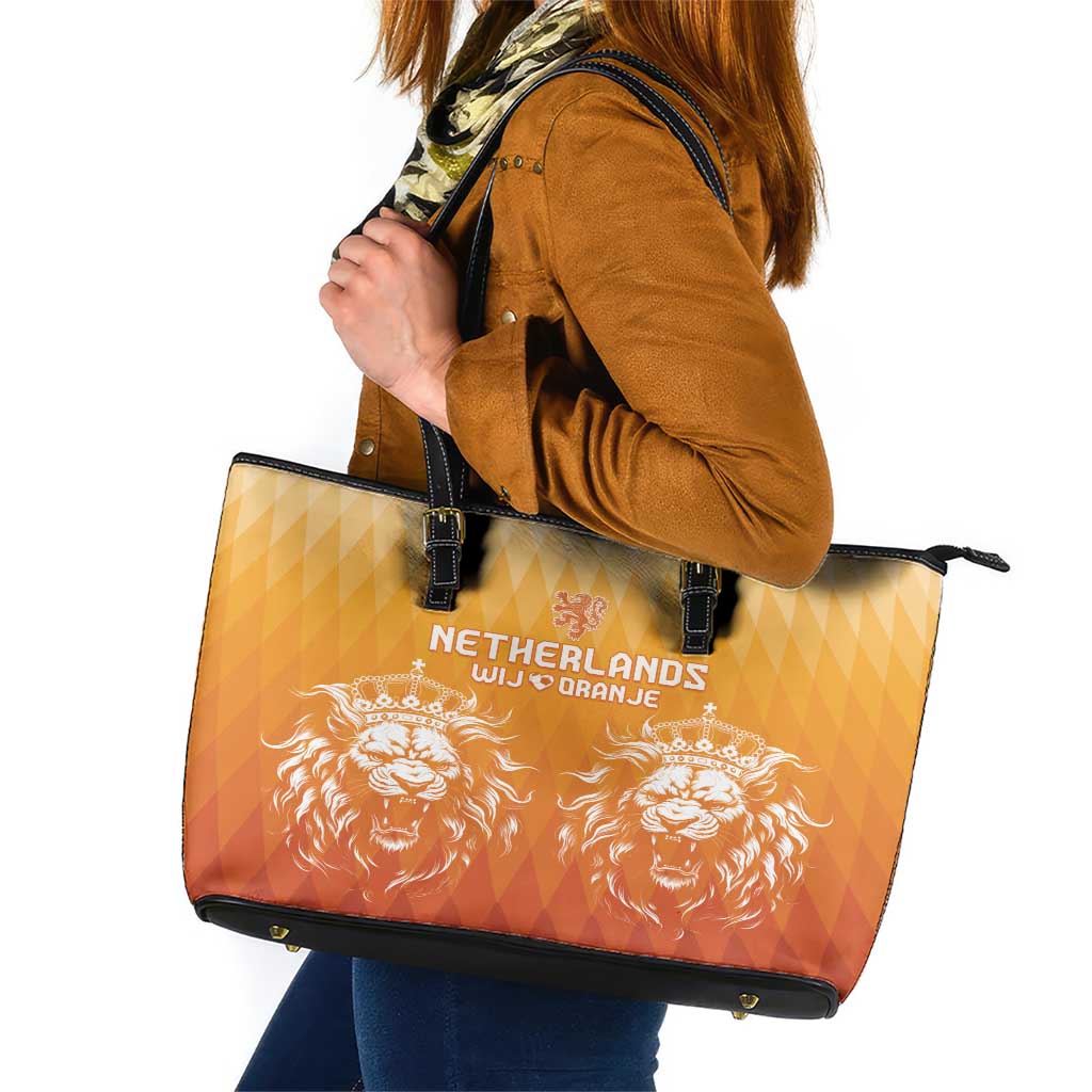 Netherlands 2024 Football Leather Tote Bag Go Champions Oranje Lions LT05 - Wonder Print Shop