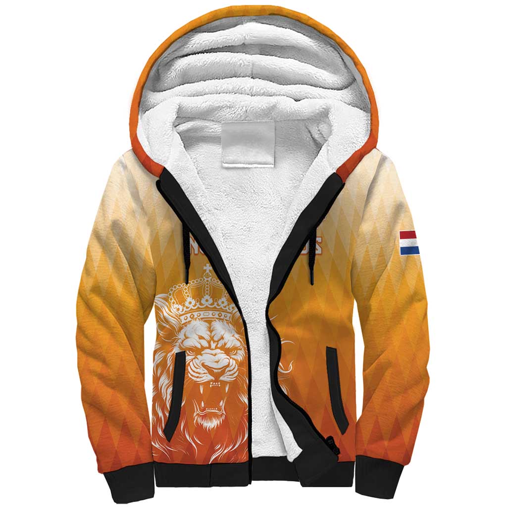 Custom Netherlands 2024 Football Sherpa Hoodie Go Champions Oranje Lions