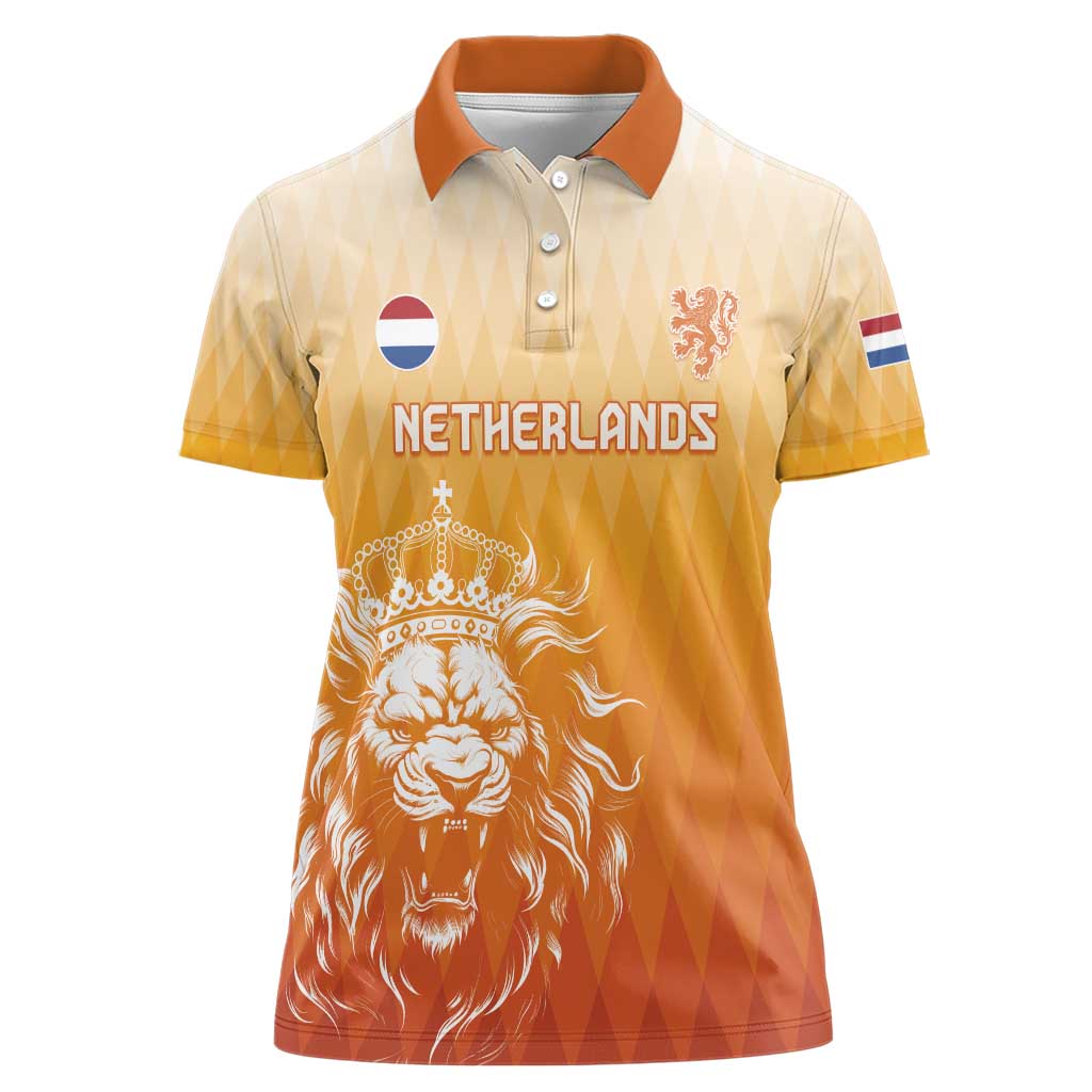 Custom Netherlands 2024 Football Women Polo Shirt Go Champions Oranje Lions