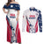 Custom USA Rugby 2024 Couples Matching Off Shoulder Maxi Dress and Long Sleeve Button Shirt Eagles Reigns Supreme White Version LT05 - Wonder Print Shop