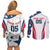 Custom USA Rugby 2024 Couples Matching Off Shoulder Short Dress and Long Sleeve Button Shirt Eagles Reigns Supreme White Version LT05 - Wonder Print Shop