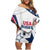 Custom USA Rugby 2024 Family Matching Off Shoulder Short Dress and Hawaiian Shirt Eagles Reigns Supreme White Version LT05 - Wonder Print Shop