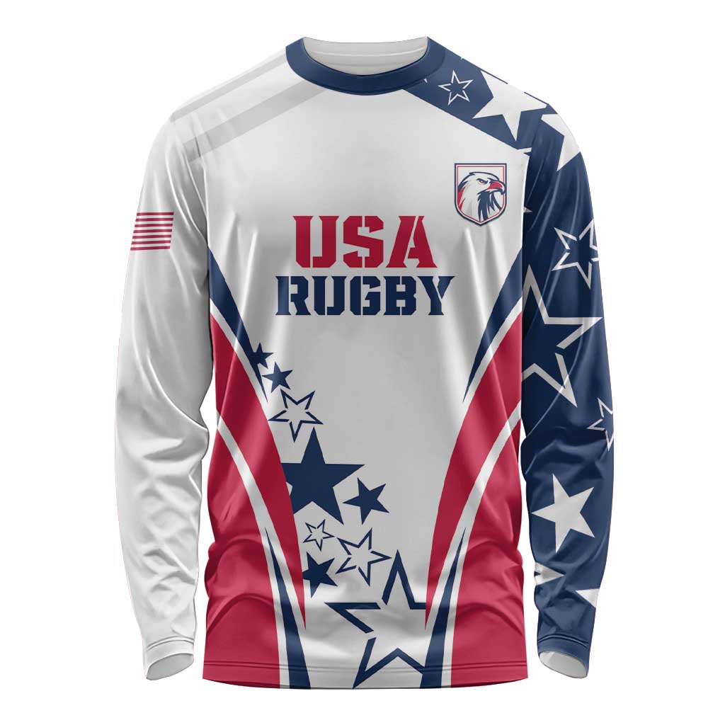 Custom USA Rugby 2024 Long Sleeve Shirt Eagles Reigns Supreme White Version LT05 - Wonder Print Shop