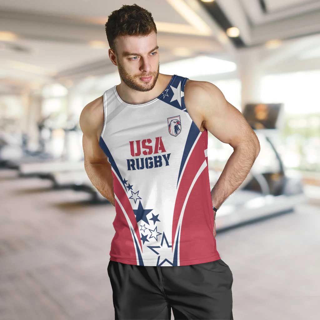 Custom USA Rugby 2024 Men Tank Top Eagles Reigns Supreme White Version LT05 - Wonder Print Shop