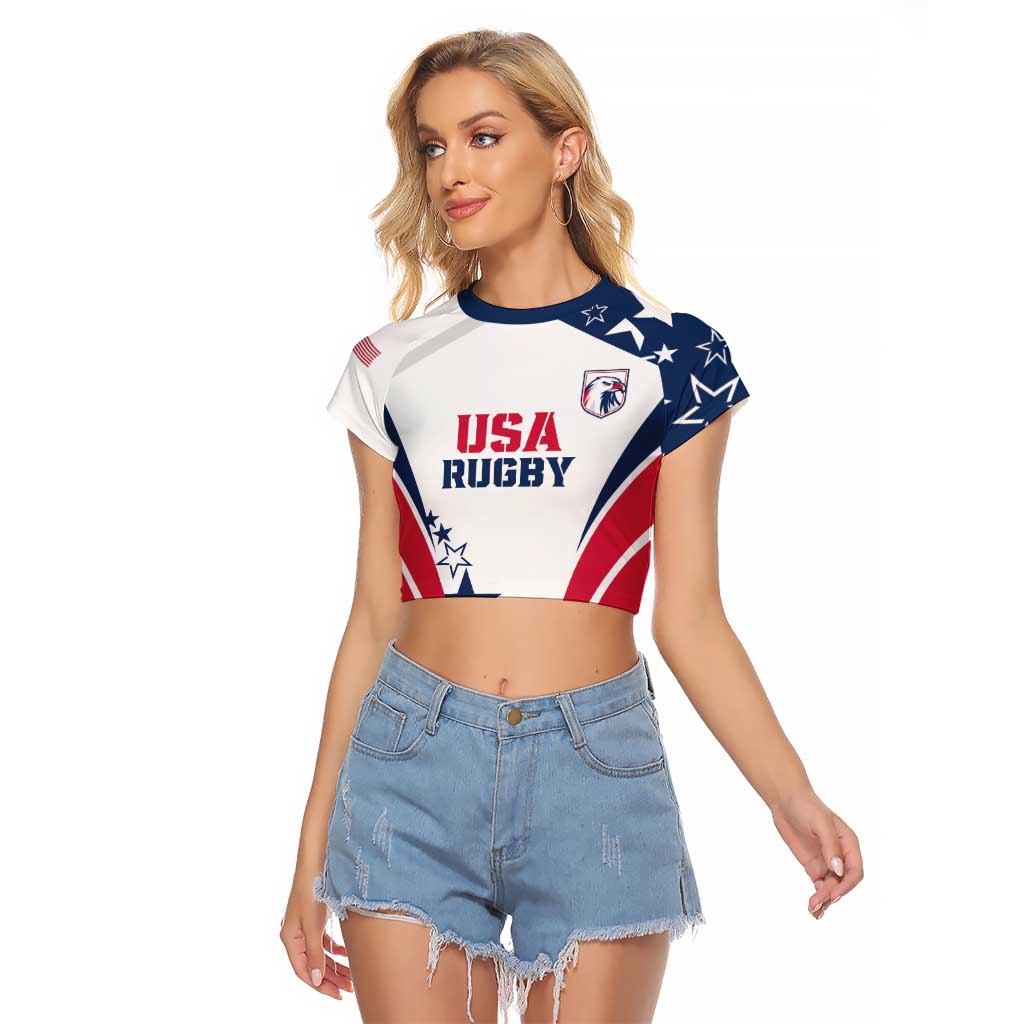 Custom USA Rugby 2024 Raglan Cropped T Shirt Eagles Reigns Supreme White Version