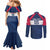 Custom USA Rugby 2024 Couples Matching Mermaid Dress and Long Sleeve Button Shirt Eagles Reigns Supreme Blue Version