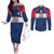 Custom USA Rugby 2024 Couples Matching Off The Shoulder Long Sleeve Dress and Long Sleeve Button Shirt Eagles Reigns Supreme Blue Version