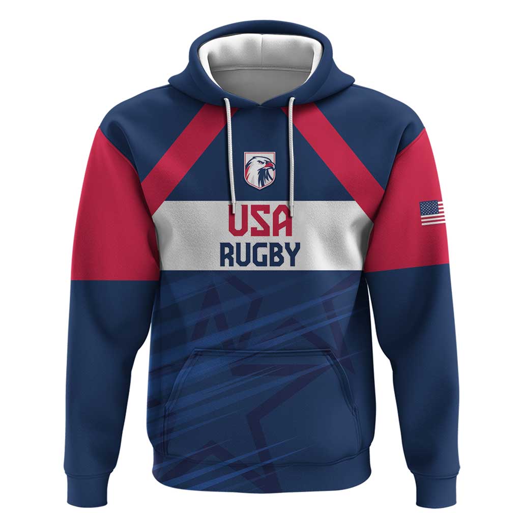 Custom USA Rugby 2024 Hoodie Eagles Reigns Supreme Blue Version LT05 - Wonder Print Shop