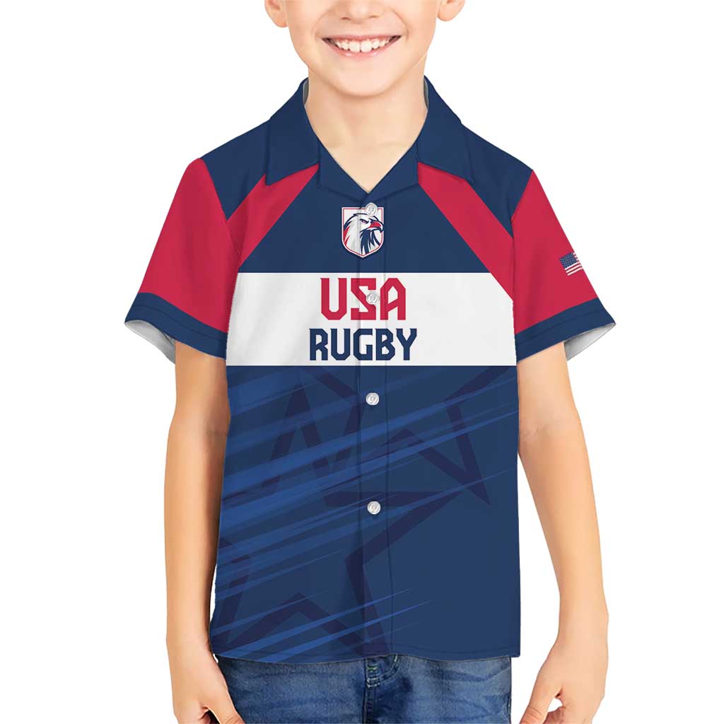 Custom USA Rugby 2024 Kid Hawaiian Shirt Eagles Reigns Supreme Blue Version LT05 - Wonder Print Shop