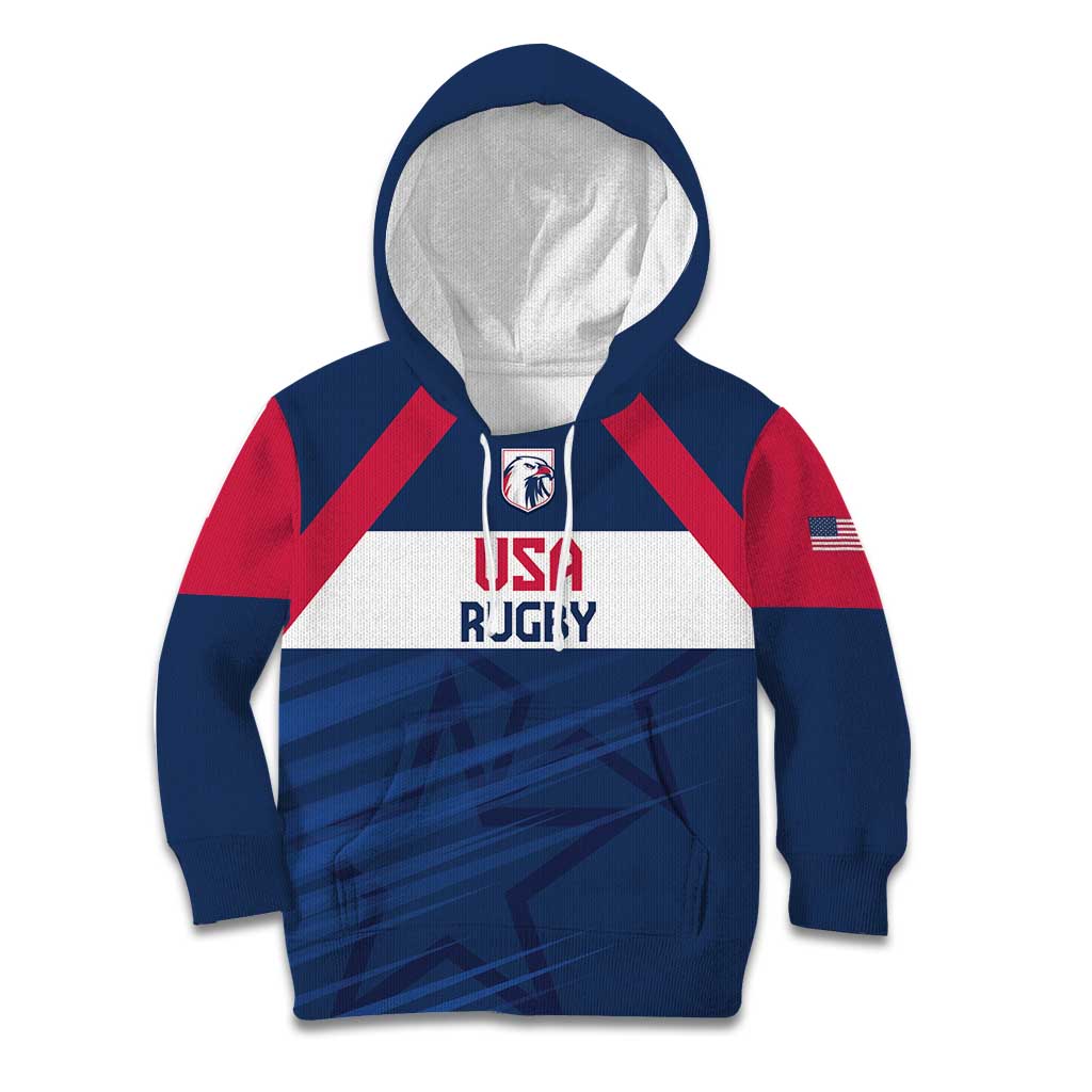 Custom USA Rugby 2024 Kid Hoodie Eagles Reigns Supreme Blue Version LT05 - Wonder Print Shop