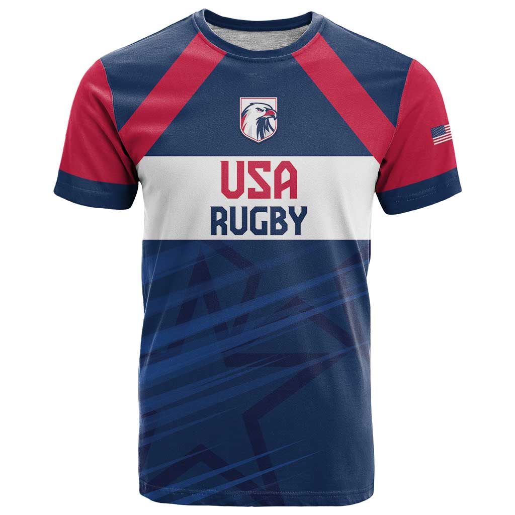 Custom USA Rugby 2024 T Shirt Eagles Reigns Supreme Blue Version